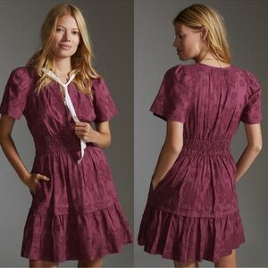 Anthropologie Burgundy Somerset Mini Dress size medium
